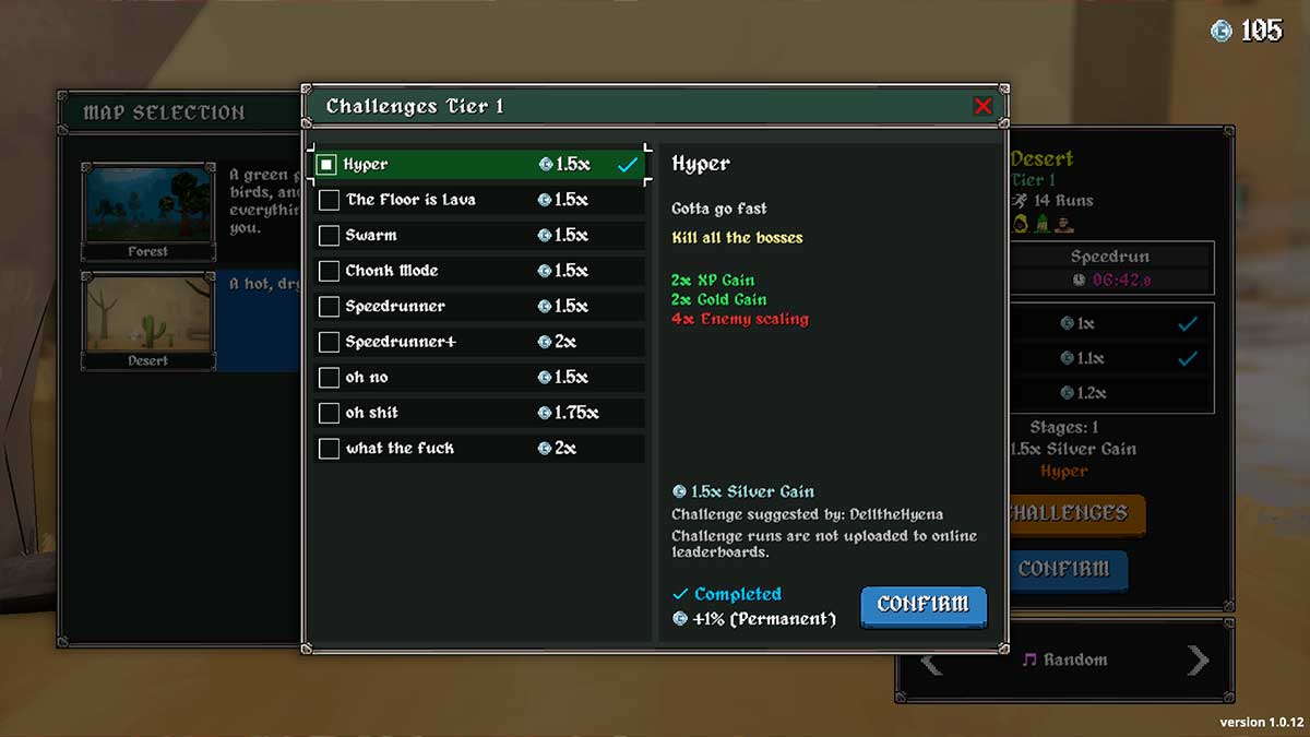 Desert map with Challenge Mode Tier 1 Hyper settings